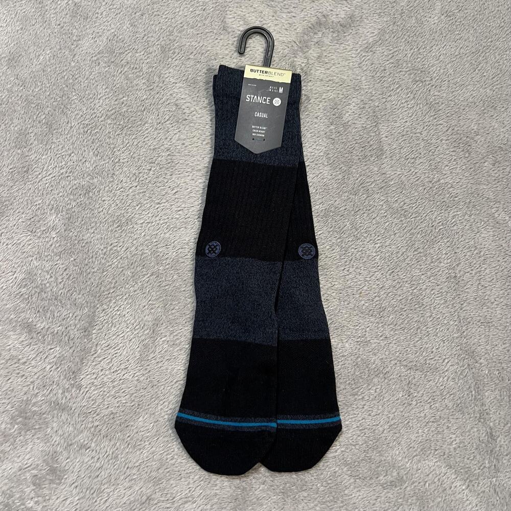 Stance Sharif Socks Mens Medium Black Blue Butter Blend Crew INFIKNIT Casual
